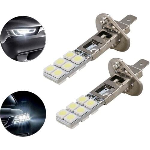 LKT 1pcs 1x160lm H1 2W High Power 5050 12SMD Car White LED Fog Light Head Lamp Bulb 6000K DC 12V 1 Pair Auto Lights