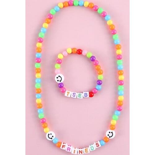 Lovely Letter Beaded Necklace For Children Cute Candy Color Necklace For Gilrs Jewelry Accessories Wholesale 2021 Trend Hot Sale