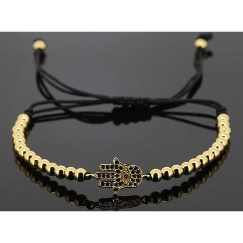 Anil Arjandas Men Bracelets 2017 Fashion Jewelry 24K Micro Pave Spartan Helmet CZ Hamsa Stoppers Beads Braiding Macrame Bracelet