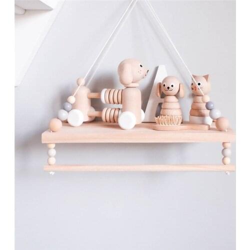 Soft Wall Decoration Of Childrens Room With Wooden Bead Double Layer Grey System Log Storage Board Childrens Room Decoration