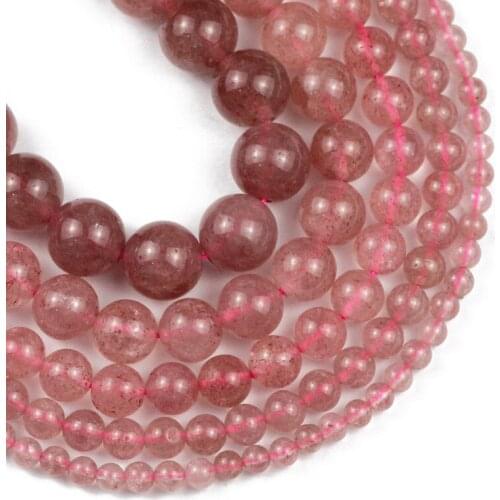 Natural Stone Brazilian strawberry crystal Beads Round Loose beads for Jewelry making DIY bracelets accessories 4/6/8/10/12MM