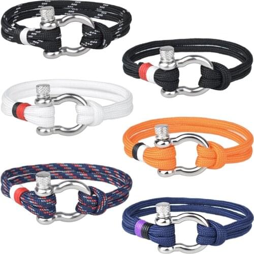 New fashion jewelry navy sports color rope Milan rope bracelet men and women metal hook and loop buckle