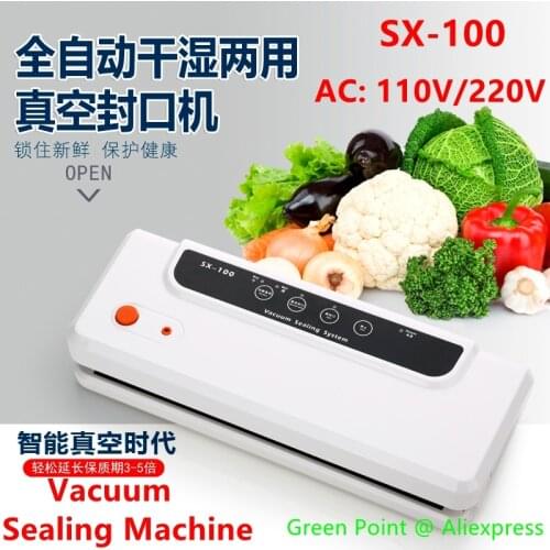 New Brand Automatic Dry And Wet Vacuum Sealing Machine SX-100 Household Food Sealing Machine Film Sealer Vacuum Packer Including