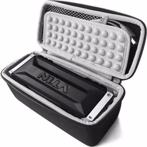 New PU Carry Travel Zipper Protective EVA Storage Hard Case Box Bag for Vtin 20 Watt Waterproof Bluetooth Speaker (Black+Gray)