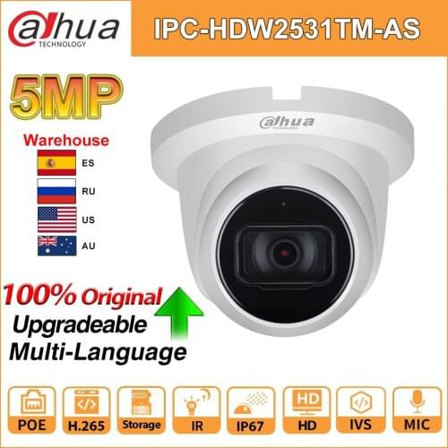 Original Dahua ip camera 5MP IPC-HDW2531TM-AS-S2 IR 30m starlight Camera with IVS MIC SD card slot