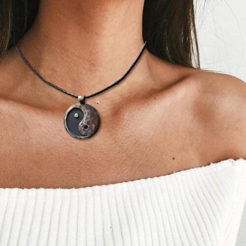 Tai Chi Yin Yang Pendant Necklace Yin Yang Gossip Necklace Sweater Chain Jewelry Gift Yin Yang Bagua Necklace