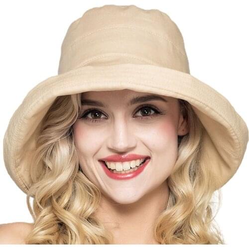 Lady Summer Beach Wide Brim Hat Women Fashion Cotton and Linen Big Bowknot Plain Bucket Hat Female Casual Sunhats TEENYOO