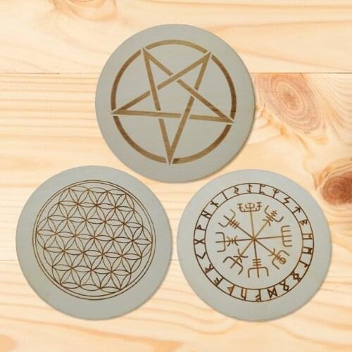 15cm Wood Divination Coaster Round Altar Pad Props Ritual Divination Witchcraft Supplies for Altar Table Decorations Tool