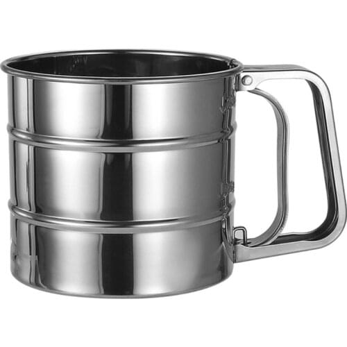 Sifter For Baking Flour Sifter Sieve Fine Mesh Stainless Steel Measuring Scale E7CB