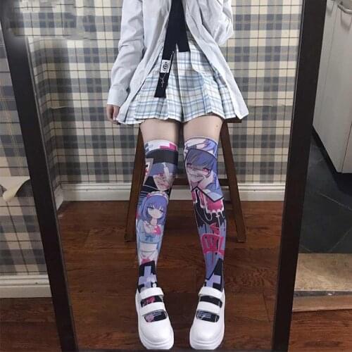 Lolita Girls Gothic Style Sexy Velvet Knee Stockings The Seven Deadly Sins Serpents Sin of Envy Cosplay Costume Over Knee Socks