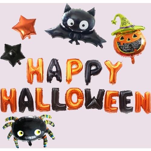 Halloween Theme Party Decoration Balloons Happy Halloween Foil Inflatable Helium Balloon Set Party Decor Balloon Supplies Globos