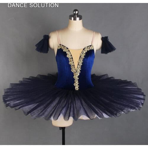 Navy Blue Velvet Stretch Camisole Professional Ballet Tutu for Children & Women Ballerina Stage Performance Costumes BLL117