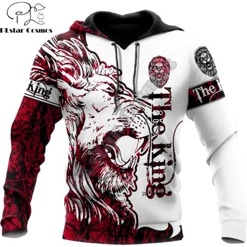Fashion Autumn Hoodies The Red Alpha King Lion Tattoo 3D Printed Men Women Sweatshirt Unisex Zipper Hoodies Casual Jacket