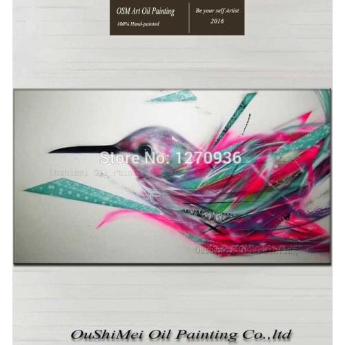 Top Artist High Skill Hand-painted Modern Colorful Bird Fly in the Sky Oil Painting on Canvas Realistic Impression Animal Art