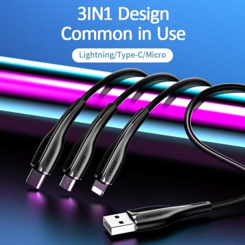 USAMS 3 in 1 PD Fast Charging Cable Type-C 5A 4A Phone Cable Usb Cable Type-C To Lightning Data Cable For Huawei Xiaomi Iphone