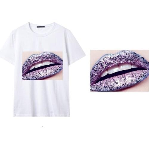 Girls' Makeup Lips Iron on Heat Transfer Printing Patches Stickers for Clothes T-shirt DIY Appliques Washable Patches Wholesale