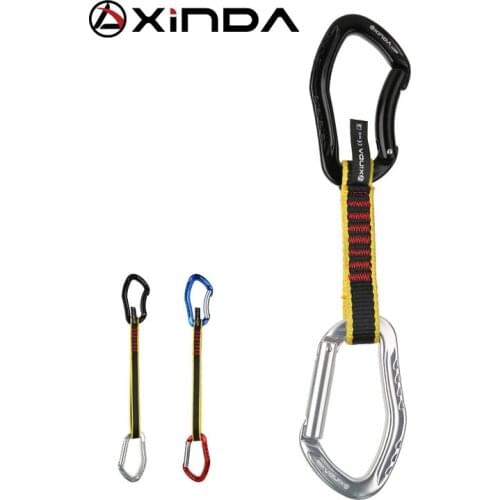 XINDA Profession Rock Climbing Quickdraw Sling Safety Lock Extenders Straight Bent Carabiner Mountaineer Outdoor Protect Kits
