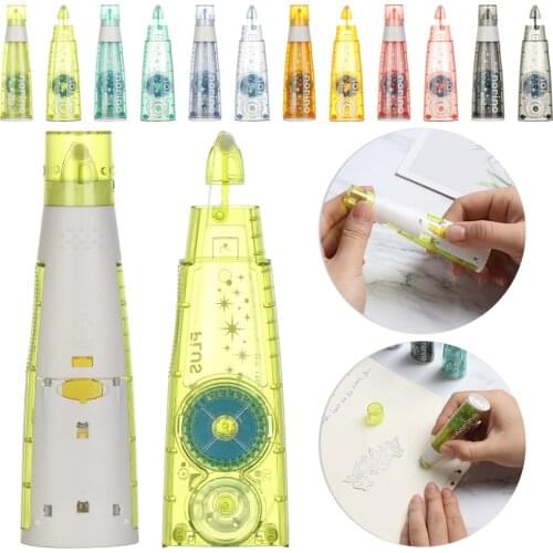 1PC New Kawaii Double Sided Adhesive Dots Stick Roller Glue Tape Dispenser Stick Adhesive Cutter Stationery Office School Supply