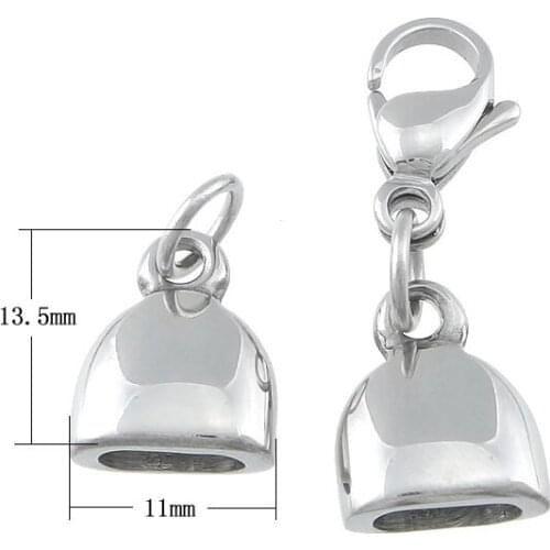 10Sets/Lot with end cap original color 48mm 13.5x11x6mm Hole:Approx 7.5x3.5mm Stainless Steel Lobster Claw Cord Clasps