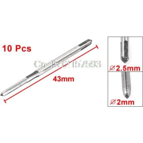 10Pcs Square Head HSS M2 2mm 3 Flutes Hand Screw Thread Metric Plug Tap