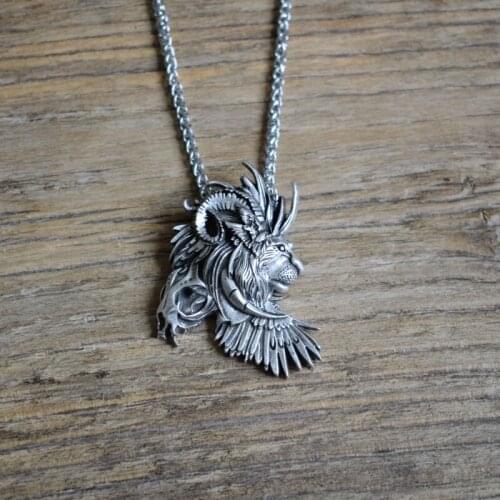 12pcs 2021 New Fashion Gothic Lion Pendant Necklace Rock Punk Mens jewelry