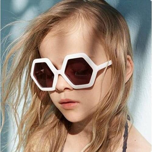 2021 Fashion Sunglasses For Children PC Frame Sun Glasses Hexagon Shape Kids Eyewear Shades KS036