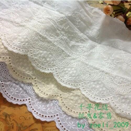 3 Yard / Lot High Quality 19CM Cotton Cloth Lace Trim DIY Hand Sewing Embroidery Clothes Accessories Lace Fabric
