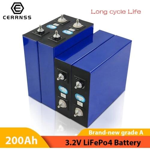 4pcs 3.2V 100AH 200AH 280AH 320AH LiFePO4 Battery 12V 24V Rechargeable Batteries Electric Motorcycle Car Solar Inverter Battery