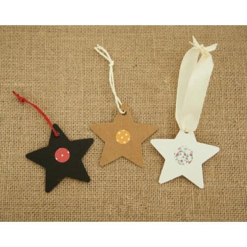 500 pcs Star Kraft Paper Label Wedding Christmas Halloween Party Favor Price Gift Card Luggage Tags White Black Brown 3Colors