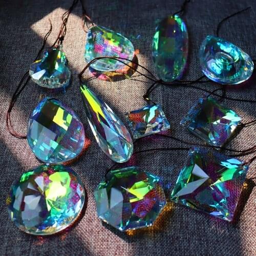AB-Colors Crystal Prisms Rainbow Maker Sun light Catching Hanging Drops Pendant For Window Chandelier Parts DIY Home Decor