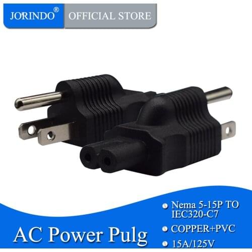 JORINDO 5-15P TO IEC320 C7 AC Conversion plug,USA 3 pin to 8 Figure power adapter, Used to connect laptop power adapter