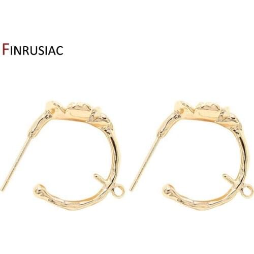 Accessories for earrings 14k gold plated flower Post Earring Findings DIY Women Earrings Jewelry Fittings wholesale