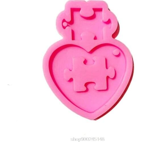 Autistic Love Puzzle Mold Heart Puzzle Pendant Keychain Silicone Mold Jigsaw Puzzle Epoxy Resin DIY Tools N07 20 Dropshipping