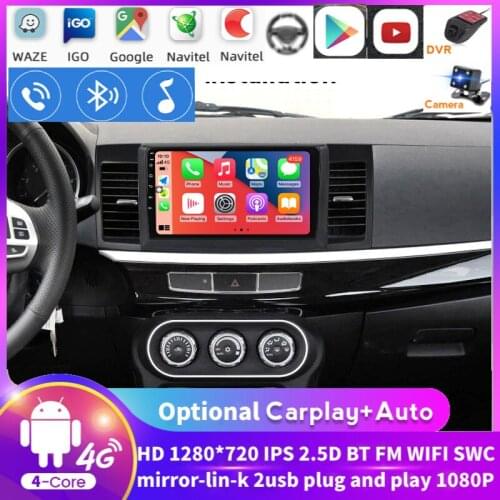 1280X720 HD 1G+16G Android For Mitsubishi Lancer 2007 - 2013 Car Radio Multimedia 1080P Video Player Navigation GPS 2 Din Dvd