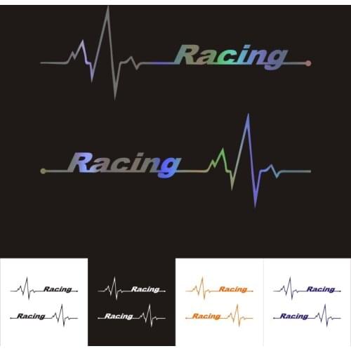 Car Stickers 3D Sticker Racing Heart Beat Car Motorcycles Stickers Car Styling Decal Reflective Waterproof 14*5CM Custom Sticker