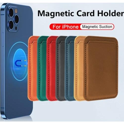 Magnetic Card Holder Macsafe Case For iPhone 12 Pro Max 12Pro 12Mini Magsafe Card Slots Magnet Adsorption Leather Wallet Cover