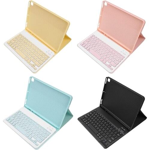 Tablet Keyboard Case for iPad 10.2in/10.5in/11in Slim TPU Protective Cover Wireless Bluetooth Keyboard with Round/Square Keycaps