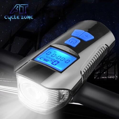 CYCLE ZONE 120 DB 3 In 1 Bike Computer Horn Light USB Bicycle Flashlight Speedometer Front MTB Power Lamp Accessories