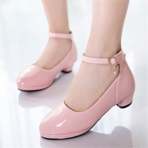Children Princess Shoes for Girls Sandals High Heels Female Wedding Party Dress Shoes Black White Pink