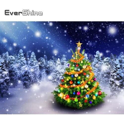 Evershine Diamond Embroidery Christmas Tree Landscape Cross Stitch Diamond Painting Snow Scenery Full Drill Christmas Decoration