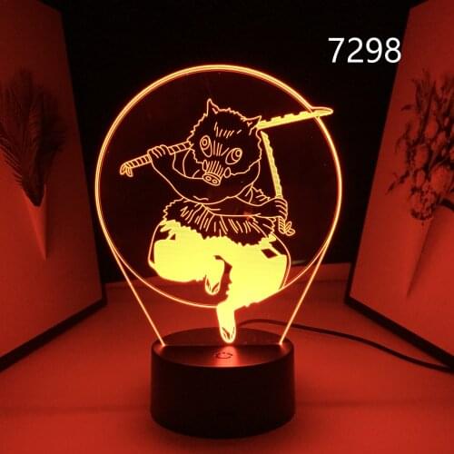 Ainme Demon Slayer Hashibira Inosuke Figure 3D Light for Bedroom Decoration Night Light Manga Gift Room Decor LED Lamp