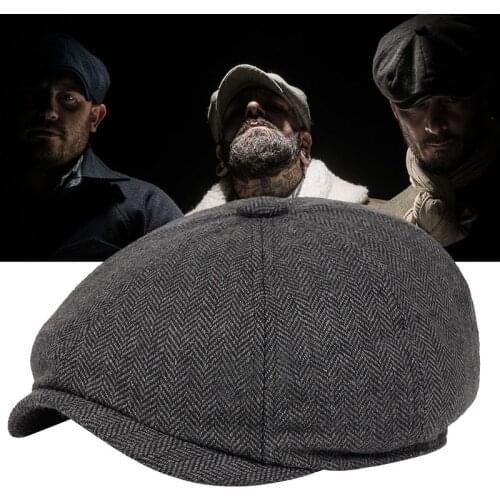 Casual Fashion Striped Mens Hip Hop Beret Newsboy Hat Celebrity Hat Retro Tweed Flat Cap Street Female Hat
