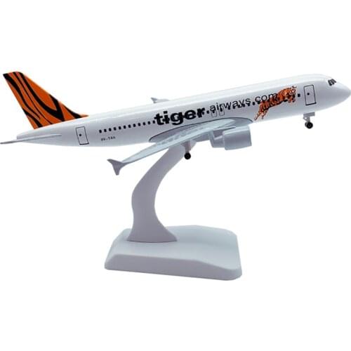 20cm Aircraft Singapore Tiger Airways Airbus A320 with Landing Gear Alloy Plane Model Toys Decoration Children Gift Collection