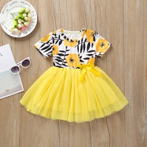Girls summer flower net gauze skirt kids girls cute princess dress suitable for 2-6 years old