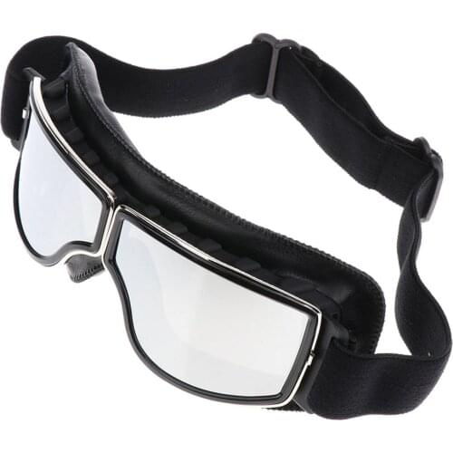 Motorcycle Goggles, Anti-UV Adjustable Motocross Scooter Goggle Windproof Glasses for Adult, Men and Women - (Mirrored Lens)