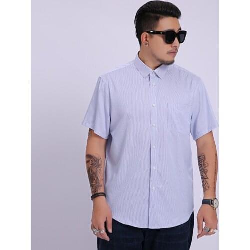 2020 New 8XL 6XL brand Men Short Sleeve Shirt Summer Leisure Oxford striped Color Shirt for Youth Large Size Cotton Short Shirt