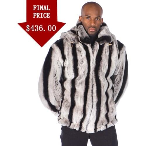 Fur Jacket Men Natural Fur Coats Winter Real Rex Rabbit Fur Coat Winter Warm Overcoat Detachable Hood