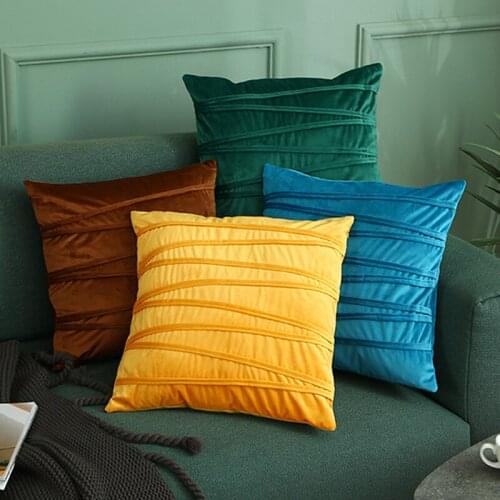 Soft Velvet Cushion Cover Brief Cotton Beige Yellow Green Pillow Cover Bedroom Sofa Decorative Pillow Cases 45x45cm