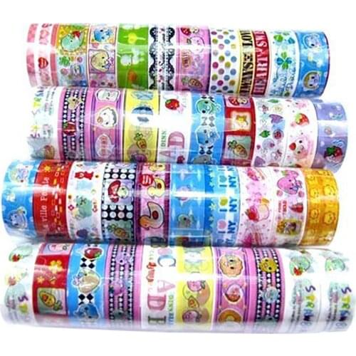 10 Rolls Kawai Lovely Decor Cartoon Tapes Scrapbooking Adhesive Paper Stickers