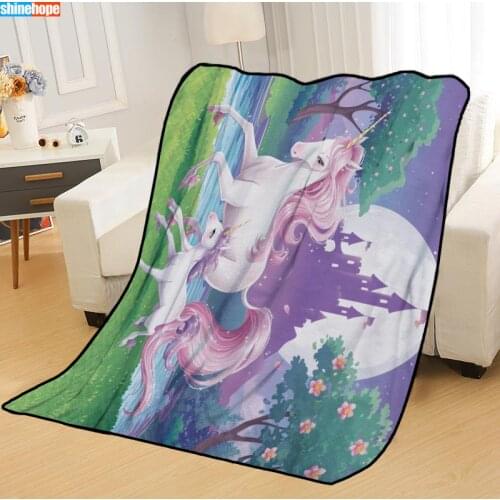 New Arrival White Unicorn Blankets Printing Soft Nap Blanket On Home/Sofa/Office Portable Travel Cover Blanket